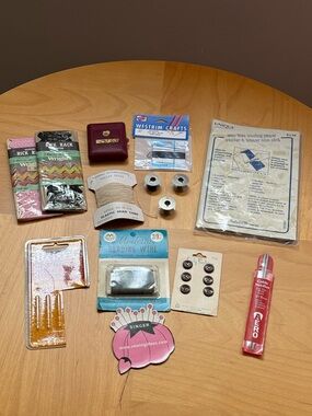 Vintage Singer Sewing Machine Needles Metal Bobbin Tracing Paper Buttons Lot